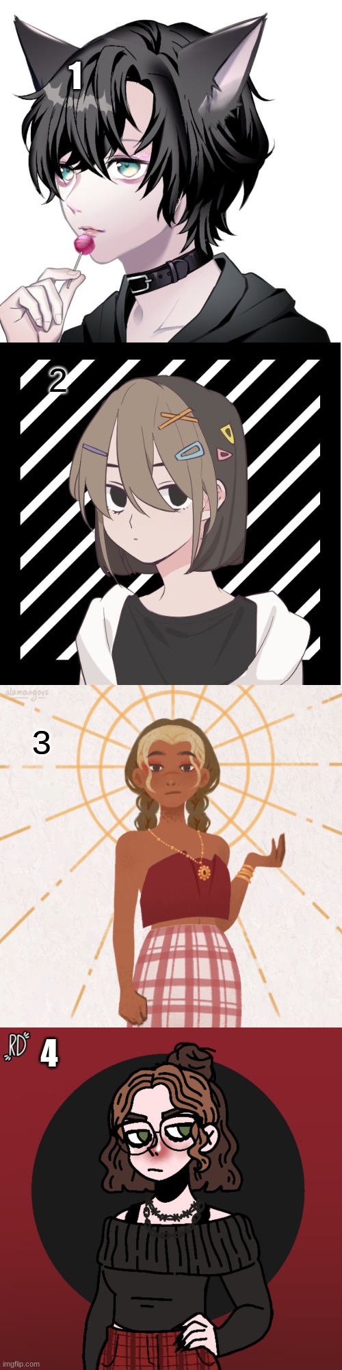 Rp anyone? 1 is a gay sub, 2 and 4 are pan bottoms, and 3 is a lesbian switch. | 1; 2; 3; 4 | image tagged in roleplaying,picrew | made w/ Imgflip meme maker