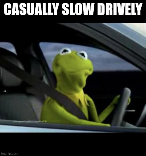 Kermit Driving | CASUALLY SLOW DRIVELY | image tagged in kermit driving | made w/ Imgflip meme maker