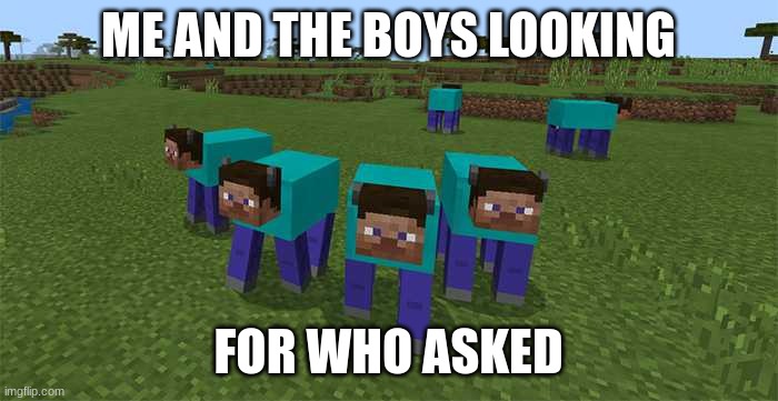 me and the boys | ME AND THE BOYS LOOKING FOR WHO ASKED | image tagged in me and the boys | made w/ Imgflip meme maker