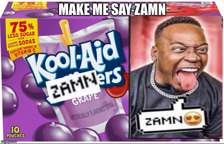 Kool-Aid Zamners | MAKE ME SAY ZAMN | image tagged in kool-aid zamners | made w/ Imgflip meme maker