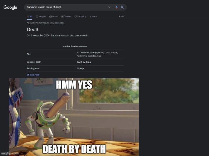 Death by Dying | image tagged in anti meme,can't argue with that / technically not wrong | made w/ Imgflip meme maker