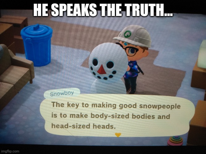 The key to a good snowman | HE SPEAKS THE TRUTH... | made w/ Imgflip meme maker