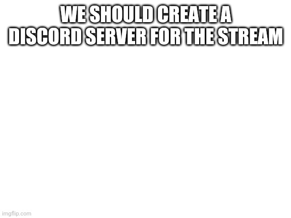 Blank White Template | WE SHOULD CREATE A DISCORD SERVER FOR THE STREAM | image tagged in blank white template | made w/ Imgflip meme maker