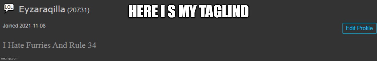 HERE I S MY TAGLIND | made w/ Imgflip meme maker