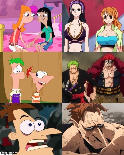 Oh wow | image tagged in anime meme,one piece,phineas and ferb | made w/ Imgflip meme maker