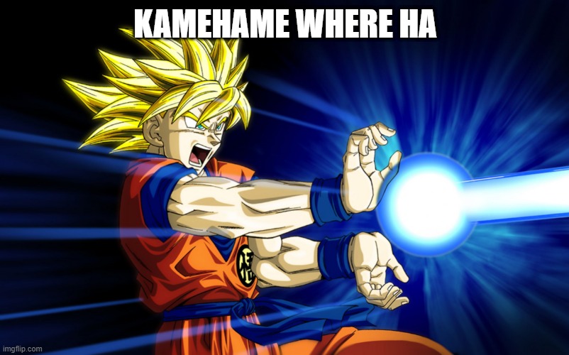 Kamehameha | KAMEHAME WHERE HA | image tagged in kamehameha | made w/ Imgflip meme maker