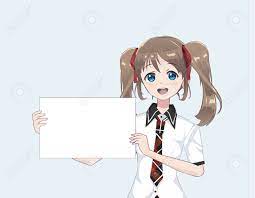 High Quality anime holding a sign Blank Meme Template