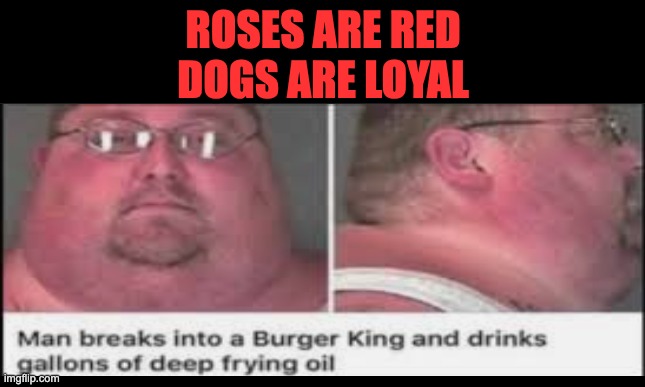 Clever Title Here | ROSES ARE RED
DOGS ARE LOYAL | image tagged in memes,funny,roses are red,imgflip,florida man | made w/ Imgflip meme maker
