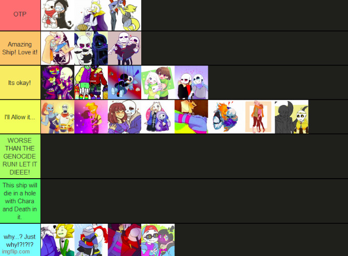 Create a Sans AU Ship Children Tier List - TierMaker