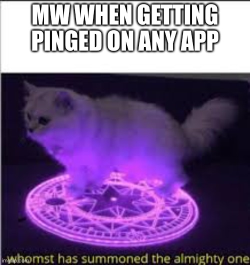 And its always just randomly entertaining & obscene stuff too | MW WHEN GETTING PINGED ON ANY APP | image tagged in whomst has summoned the almighty one | made w/ Imgflip meme maker