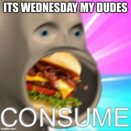 its wednesday my dudes #1 | ITS WEDNESDAY MY DUDES | image tagged in it is wednesday my dudes | made w/ Imgflip meme maker