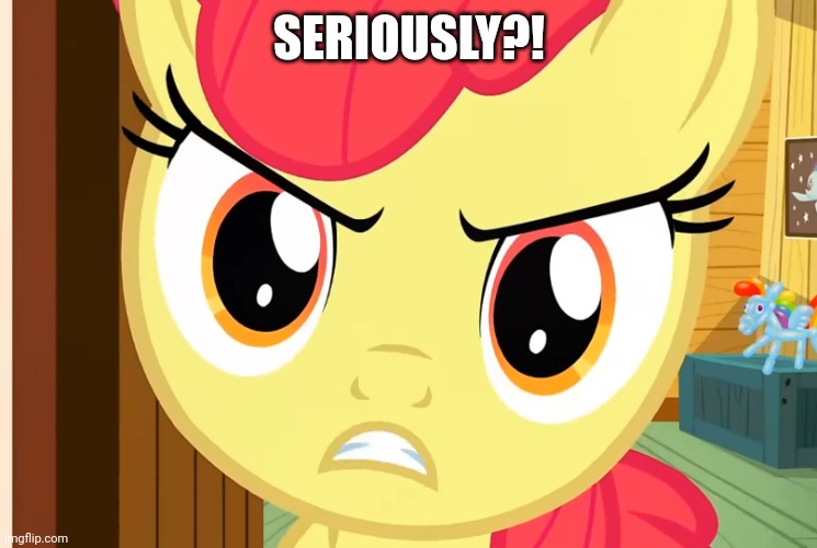 Apple Bloom is Pissed (MLP) | SERIOUSLY?! | image tagged in apple bloom is pissed mlp | made w/ Imgflip meme maker
