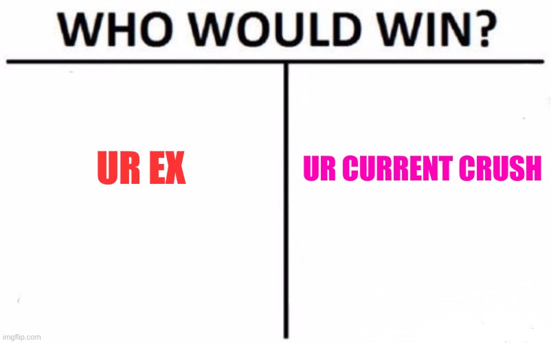 Who would win? | UR EX; UR CURRENT CRUSH | image tagged in memes,who would win | made w/ Imgflip meme maker