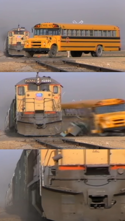 High Quality bus being hit by train Blank Meme Template