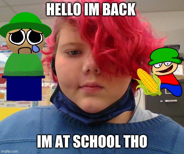 im 14 now and im back | HELLO IM BACK; IM AT SCHOOL THO | image tagged in hello | made w/ Imgflip meme maker