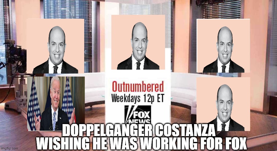 doppelganger Costanza | WISHING HE WAS WORKING FOR FOX; DOPPELGANGER COSTANZA | image tagged in fox,cnn | made w/ Imgflip meme maker