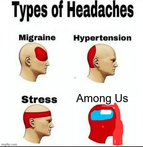 Among Us Headaches | Among Us | image tagged in types of headaches meme | made w/ Imgflip meme maker