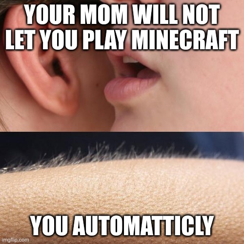 Whisper and Goosebumps | YOUR MOM WILL NOT LET YOU PLAY MINECRAFT; YOU AUTOMATTICLY | image tagged in whisper and goosebumps | made w/ Imgflip meme maker