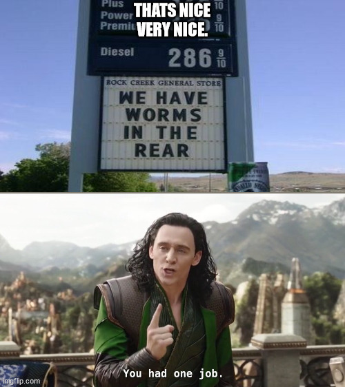 You had one job. Just the one | THATS NICE VERY NICE. | image tagged in you had one job just the one | made w/ Imgflip meme maker