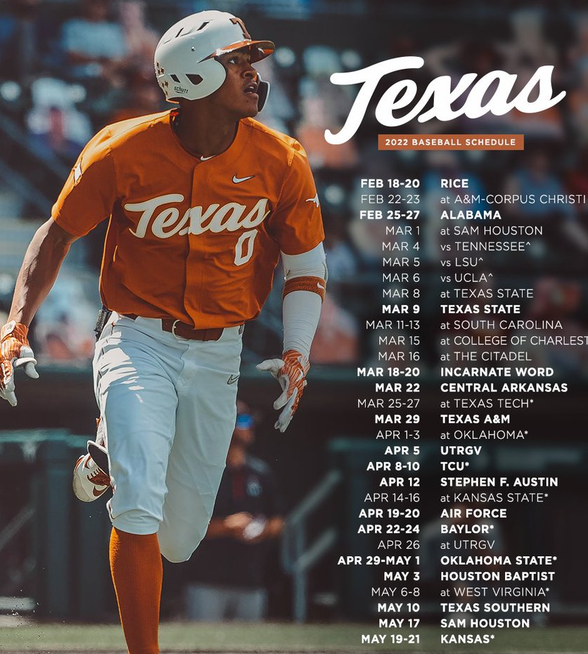 Texas Baseball Schedule 2022 Blank Template Imgflip