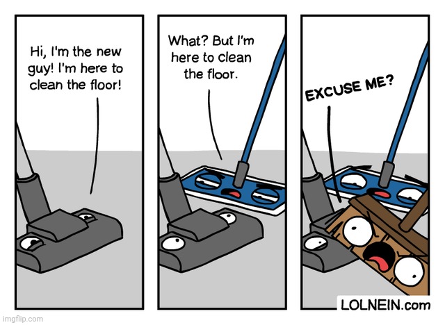 Cleaning up scuffle | image tagged in cleaning,vacuum,broom,comics/cartoons,comics,floor | made w/ Imgflip meme maker