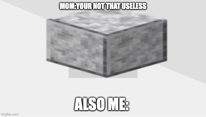 andesite | MOM:YOUR NOT THAT USELESS; ALSO ME: | image tagged in minecrafter | made w/ Imgflip meme maker