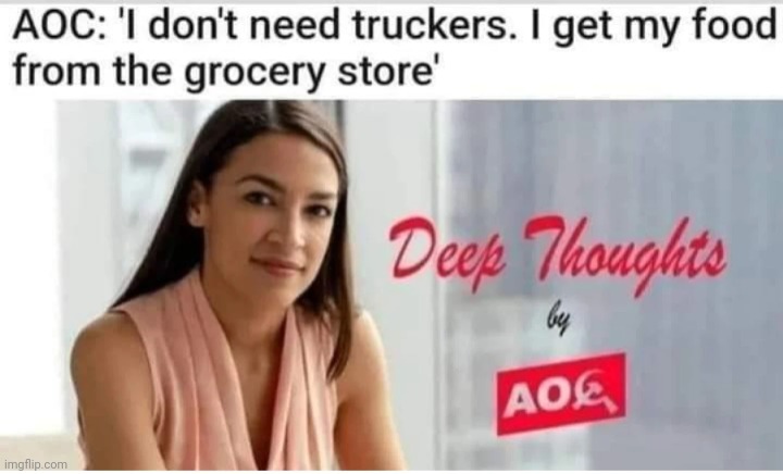 image tagged in aoc derrrrp thoughts,who needs truckers | made w/ Imgflip meme maker
