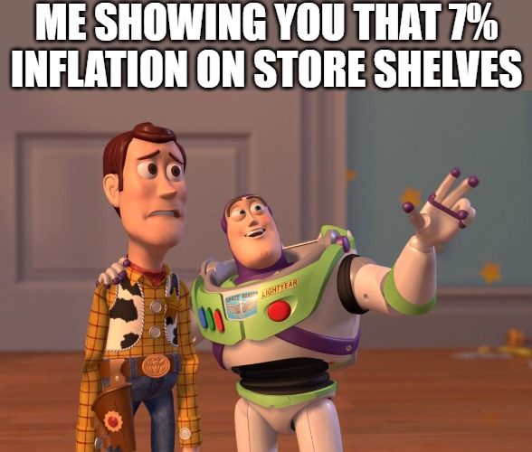 look fool | ME SHOWING YOU THAT 7% INFLATION ON STORE SHELVES | image tagged in memes,x x everywhere | made w/ Imgflip meme maker
