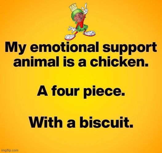 my emotional support animal | image tagged in chicken,dinner | made w/ Imgflip meme maker