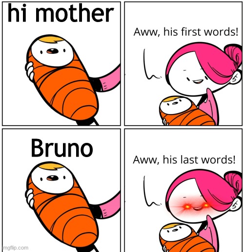 Aww, His Last Words |  hi mother; Bruno | image tagged in aww his last words | made w/ Imgflip meme maker
