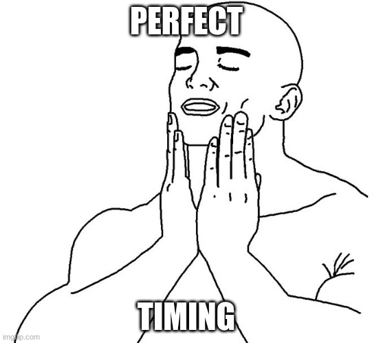 Satisfaction | PERFECT TIMING | image tagged in satisfaction | made w/ Imgflip meme maker