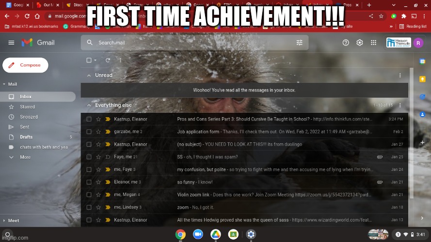 FIRST TIMe IN MY LIFE | FIRST-TIME ACHIEVEMENT!!! | image tagged in gmail | made w/ Imgflip meme maker