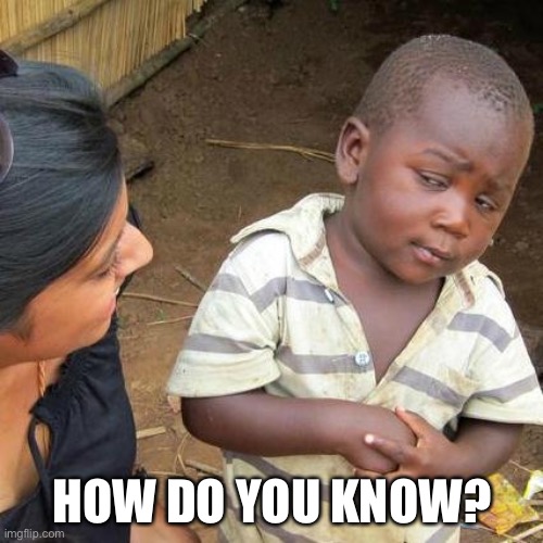 Third World Skeptical Kid Meme | HOW DO YOU KNOW? | image tagged in memes,third world skeptical kid | made w/ Imgflip meme maker