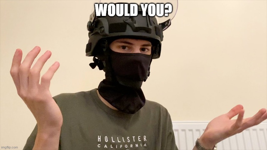 would you? | WOULD YOU? | image tagged in airsoft | made w/ Imgflip meme maker