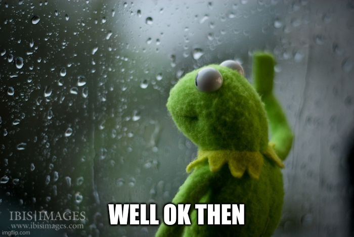 kermit window | WELL OK THEN | image tagged in kermit window | made w/ Imgflip meme maker