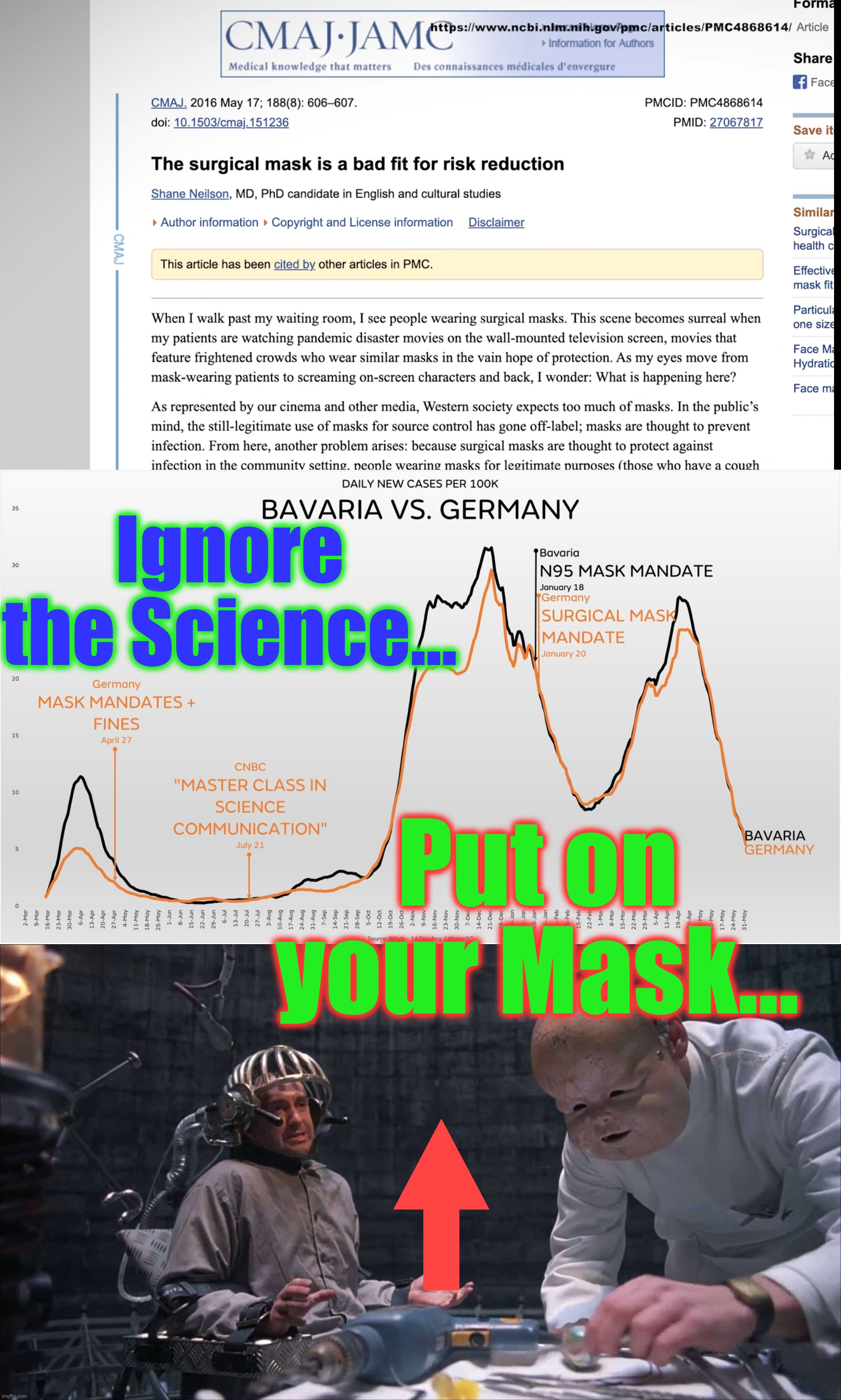 Ignore the Science... Put on your Mask... | made w/ Imgflip meme maker