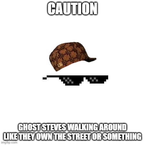 I tried my best to make this good | CAUTION; GHOST STEVES WALKING AROUND LIKE THEY OWN THE STREET OR SOMETHING | image tagged in memes,blank transparent square | made w/ Imgflip meme maker