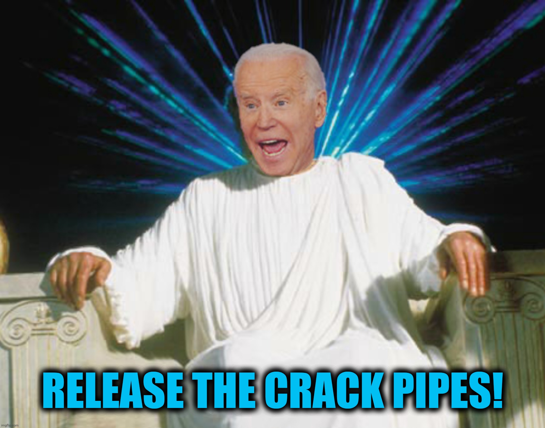 Clash of the Bidens | RELEASE THE CRACK PIPES! | image tagged in bad photoshop,release the kraken,joe biden,clash of the titans | made w/ Imgflip meme maker