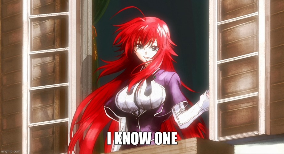 Rias Gremory | I KNOW ONE | image tagged in rias gremory | made w/ Imgflip meme maker