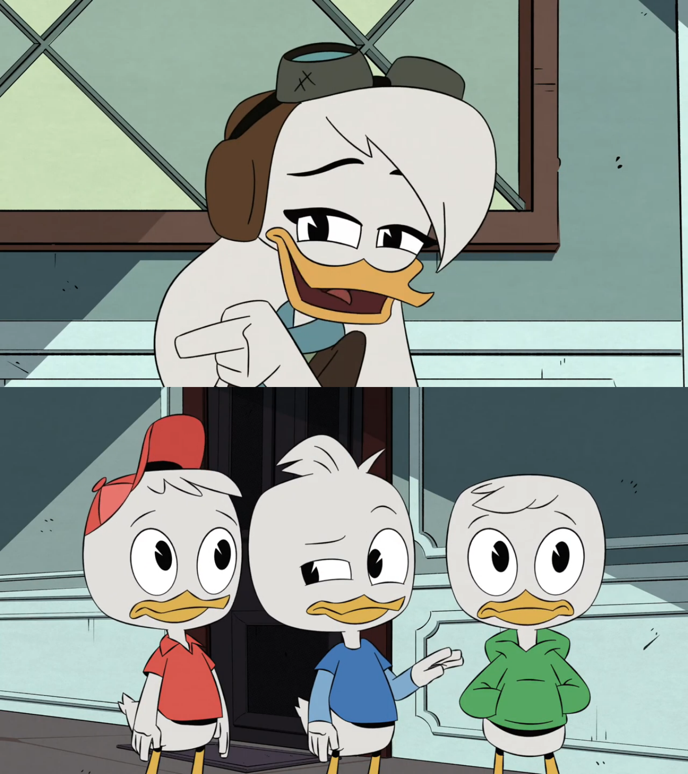 High Quality Ducktales della asking the boys Blank Meme Template