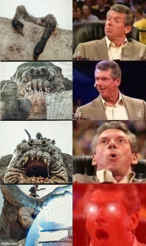 Oh Yeah, the Rancor! | image tagged in star wars,rancor,boba fett | made w/ Imgflip meme maker