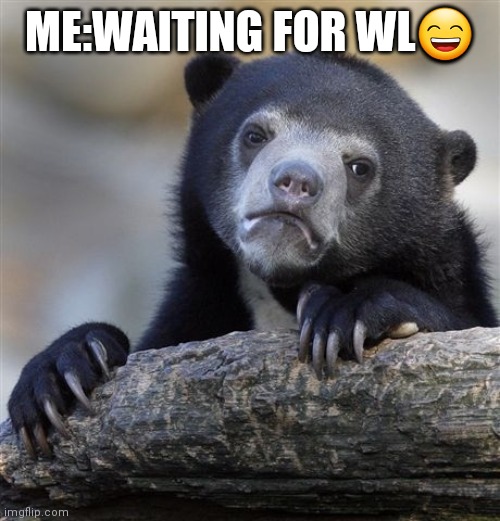 Confession Bear Meme | ME:WAITING FOR WL😄 | image tagged in memes,confession bear | made w/ Imgflip meme maker