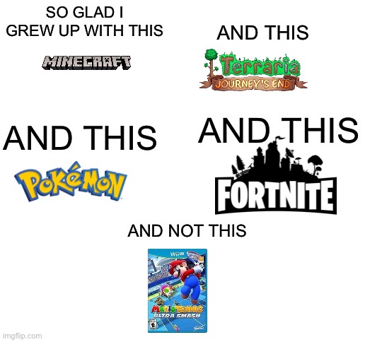 The low point of mario sports games | SO GLAD I GREW UP WITH THIS; AND THIS; AND THIS; AND THIS; AND NOT THIS | image tagged in blank white template,so glad i grew up with this | made w/ Imgflip meme maker