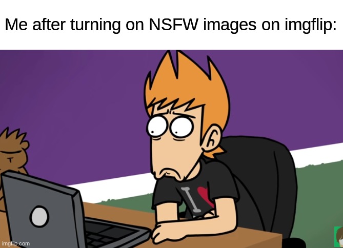 *instant regret* | Me after turning on NSFW images on imgflip: | image tagged in matt shocked of the computer,eddsworld,relatable,nsfw,funny,memes | made w/ Imgflip meme maker