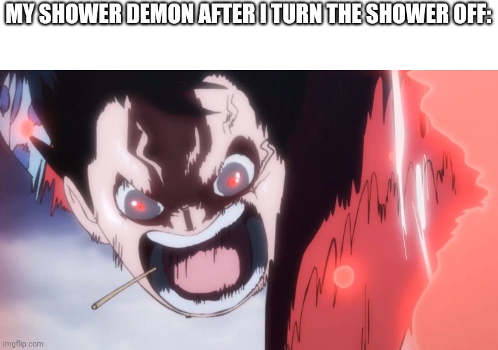 Idk | MY SHOWER DEMON AFTER I TURN THE SHOWER OFF: | image tagged in luffy screaming | made w/ Imgflip meme maker
