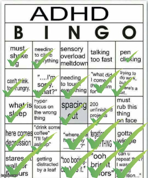 welp if this was actually a game...I think I won...lol ahhhhhhhhhhhhhhhhhhhhhh | image tagged in adhd bingo,lol,oh wow are you actually reading these tags,wait what | made w/ Imgflip meme maker