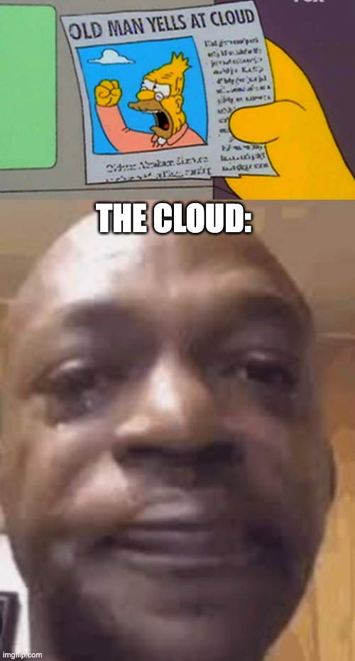 THE CLOUD: | image tagged in old man yells at cloud,memes,funny,unfunny | made w/ Imgflip meme maker
