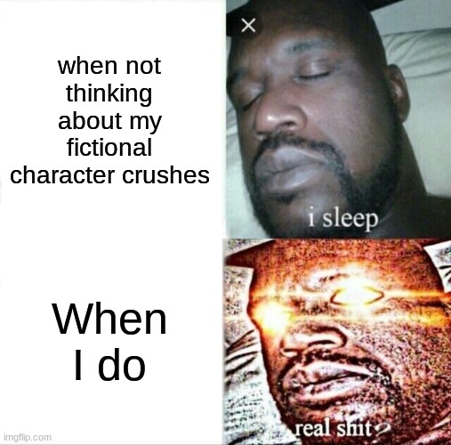 Why | when not thinking about my fictional character crushes; When I do | image tagged in memes,sleeping shaq | made w/ Imgflip meme maker