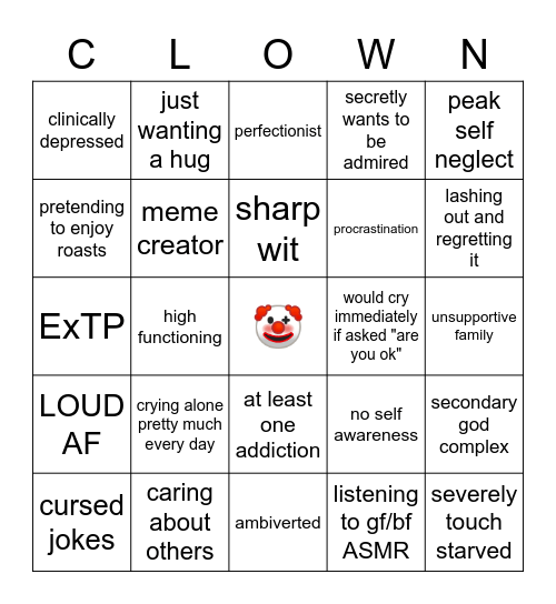 clown bingo Blank Meme Template