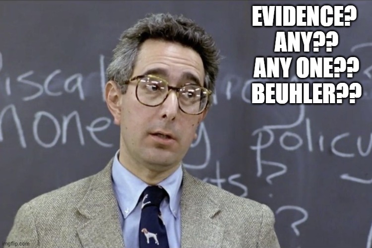 Bueller | EVIDENCE? 
ANY??
ANY ONE??
BEUHLER?? | image tagged in bueller | made w/ Imgflip meme maker